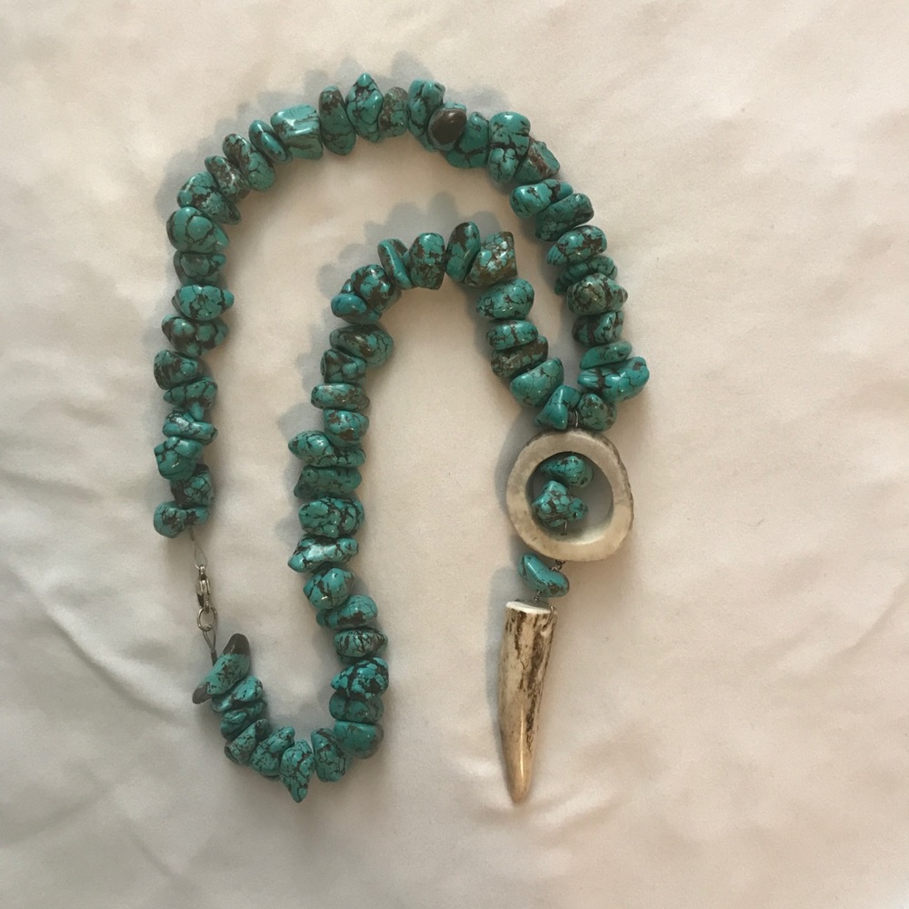 Turquoise Custom made deer antler necklace